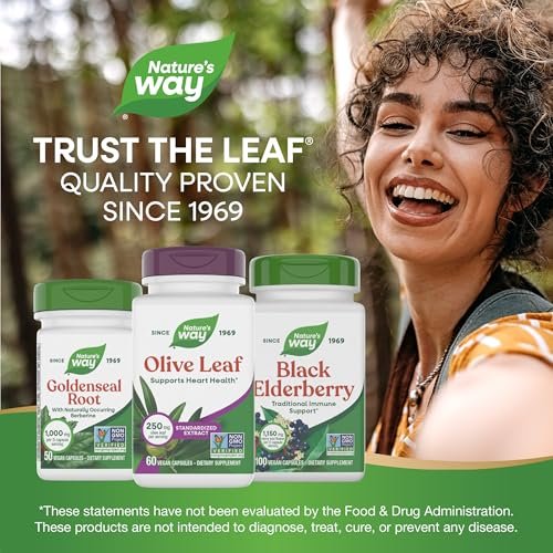 Nature's Way Olivenblatt standardisierter Extrakt – 60 Kapseln, 250 mg, unterstützt die Herzgesundheit*, glutenfrei, vegan