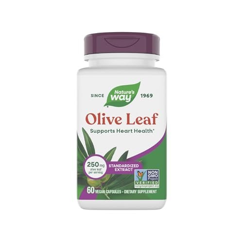 Nature's Way Olivenblatt standardisierter Extrakt – 60 Kapseln, 250 mg, unterstützt die Herzgesundheit*, glutenfrei, vegan