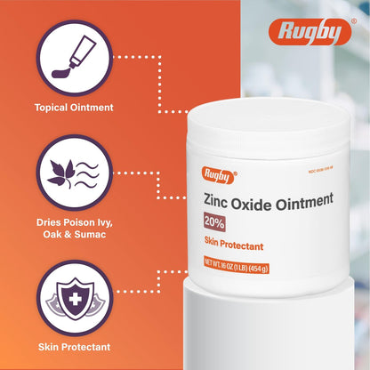 Rugby Zinkoxid-Salbe Hautschutzmittel - 20% - 454 g (1 Pfund) (1 Packung)