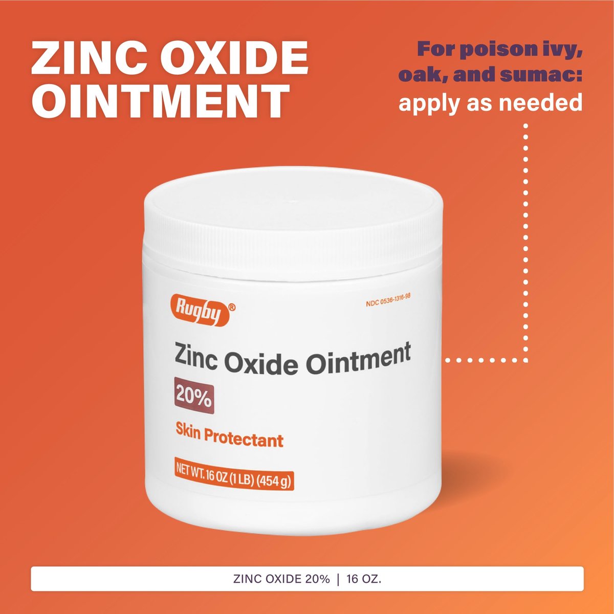 Rugby Zinkoxid-Salbe Hautschutzmittel - 20% - 454 g (1 Pfund) (1 Packung)