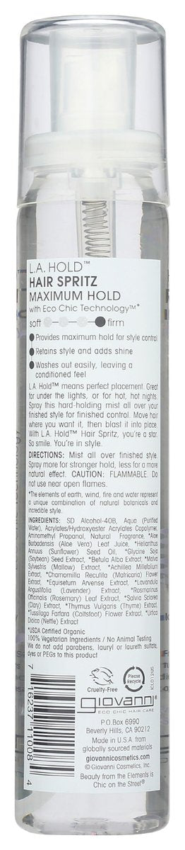 GIOVANNI L.A. Hold Hair Spritz – Maximaler Halt Stylingspray, Leicht, Lauryl- & Laurethsulfatfrei – 148 ml