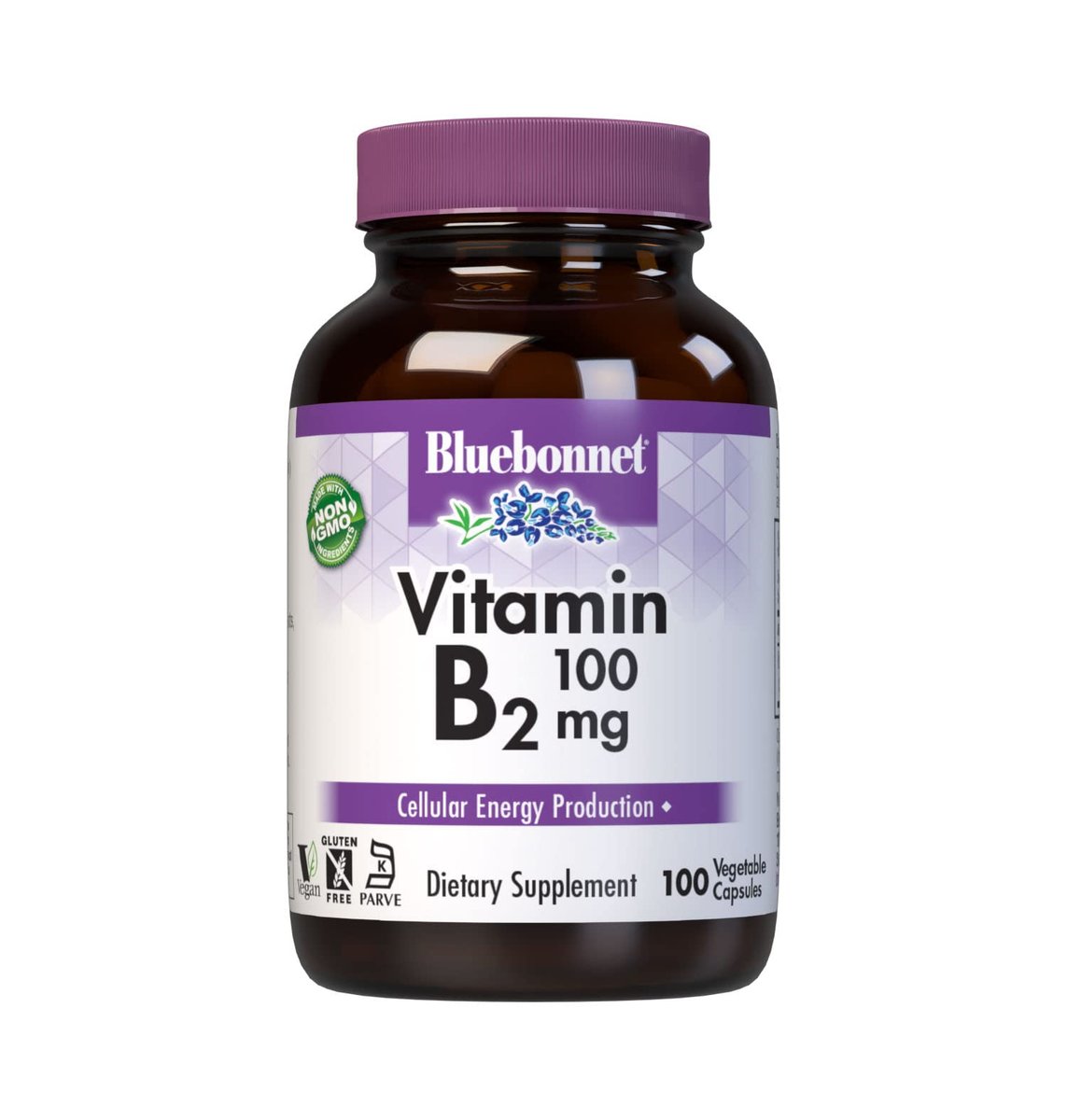 Bluebonnet Nutrition Vitamin B2 100 mg – 100 vegane Kapseln für Herz-Kreislauf- und Nervensystem