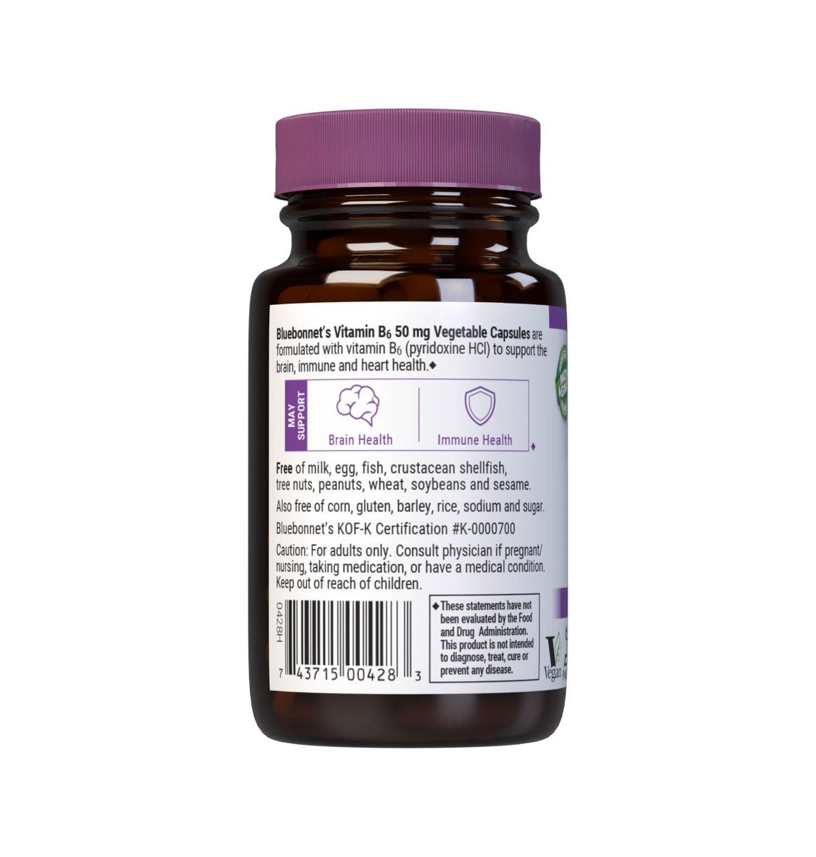 Bluebonnet Nutrition Vitamin B6 50mg – Energievitamin für Frauen und Männer – Unterstützt Nervensystem, Immunsystem und Herzgesundheit – Nicht-GMO, vegan, glutenfrei – 90 pflanzliche Kapseln