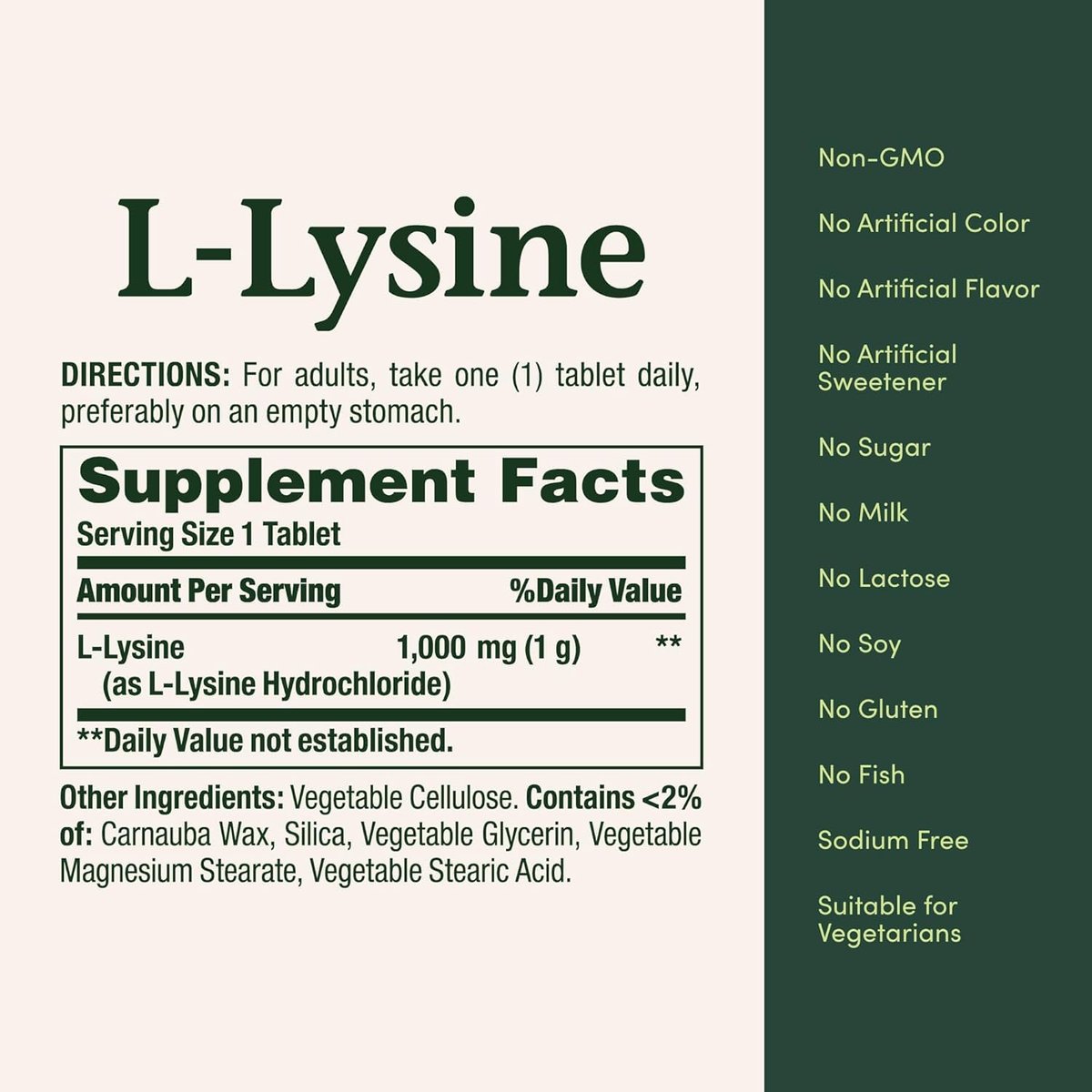 Nature's Bounty L-Lysin 1000 mg, 60 Tabletten – Hochdosierte Aminosäure zur Unterstützung des Immunsystems