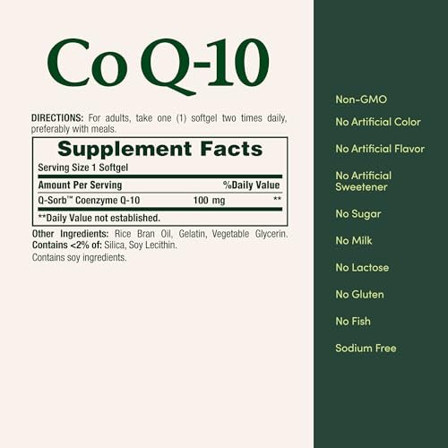 Nature's Bounty CoQ10 100 mg – Herzgesundheit, Antioxidans, Q-Sorb Coenzym Q-10, Nicht-GVO, 45 Rapid Release Softgels