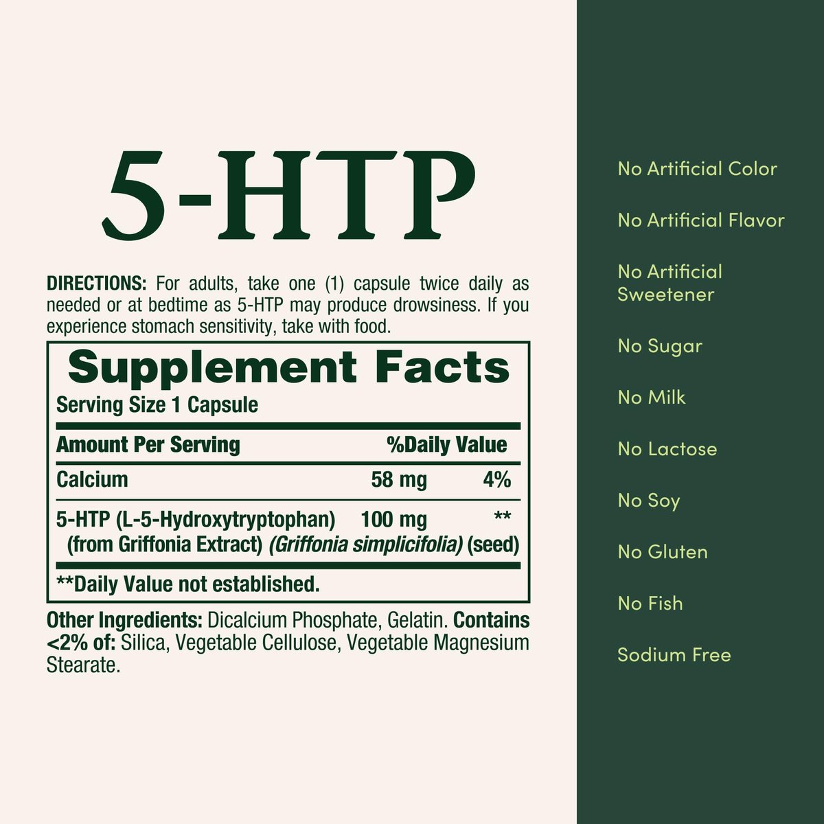 Nature's Bounty 5-HTP 100 mg Kapseln – Nahrungsergänzungsmittel zur Unterstützung einer ruhigen und ausgeglichenen Stimmung, 60 Kapseln