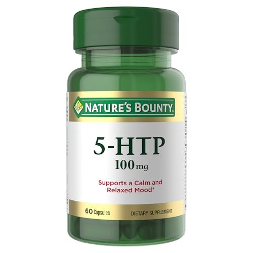 Nature's Bounty 5-HTP 100 mg Kapseln – Nahrungsergänzungsmittel zur Unterstützung einer ruhigen und ausgeglichenen Stimmung, 60 Kapseln