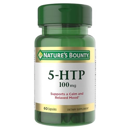 Nature's Bounty 5-HTP 100 mg Kapseln – Nahrungsergänzungsmittel zur Unterstützung einer ruhigen und ausgeglichenen Stimmung, 60 Kapseln