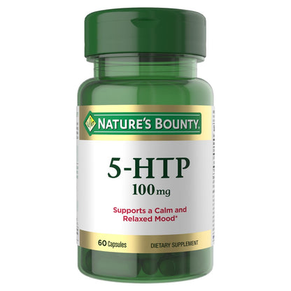 Nature's Bounty 5-HTP 100 mg Kapseln – Nahrungsergänzungsmittel zur Unterstützung einer ruhigen und ausgeglichenen Stimmung, 60 Kapseln