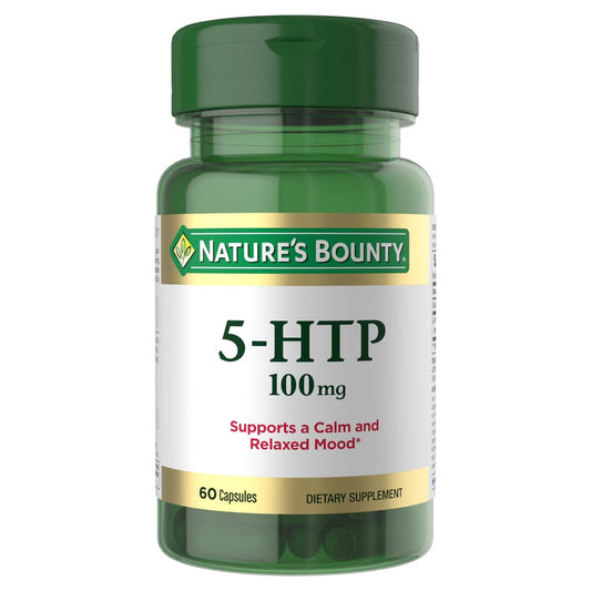 Nature's Bounty 5-HTP 100 mg Kapseln – Nahrungsergänzungsmittel zur Unterstützung einer ruhigen und ausgeglichenen Stimmung, 60 Kapseln