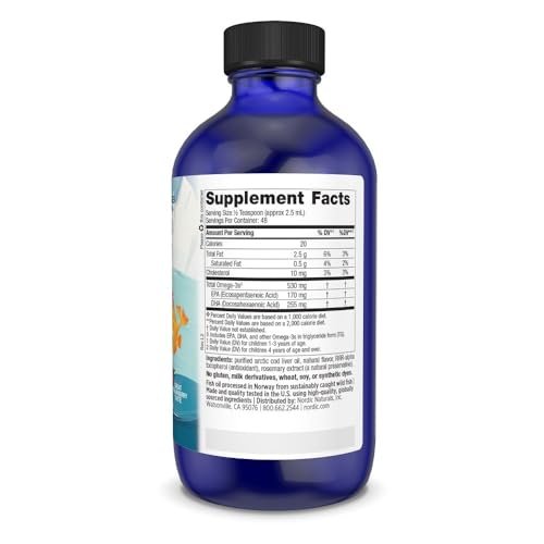 Nordic Naturals Children’s DHA, Erdbeer - 118 ml für Kinder - 530 mg Omega-3 mit EPA & DHA - Gehirnentwicklung & -funktion - Nicht-GVO - 48 Portionen