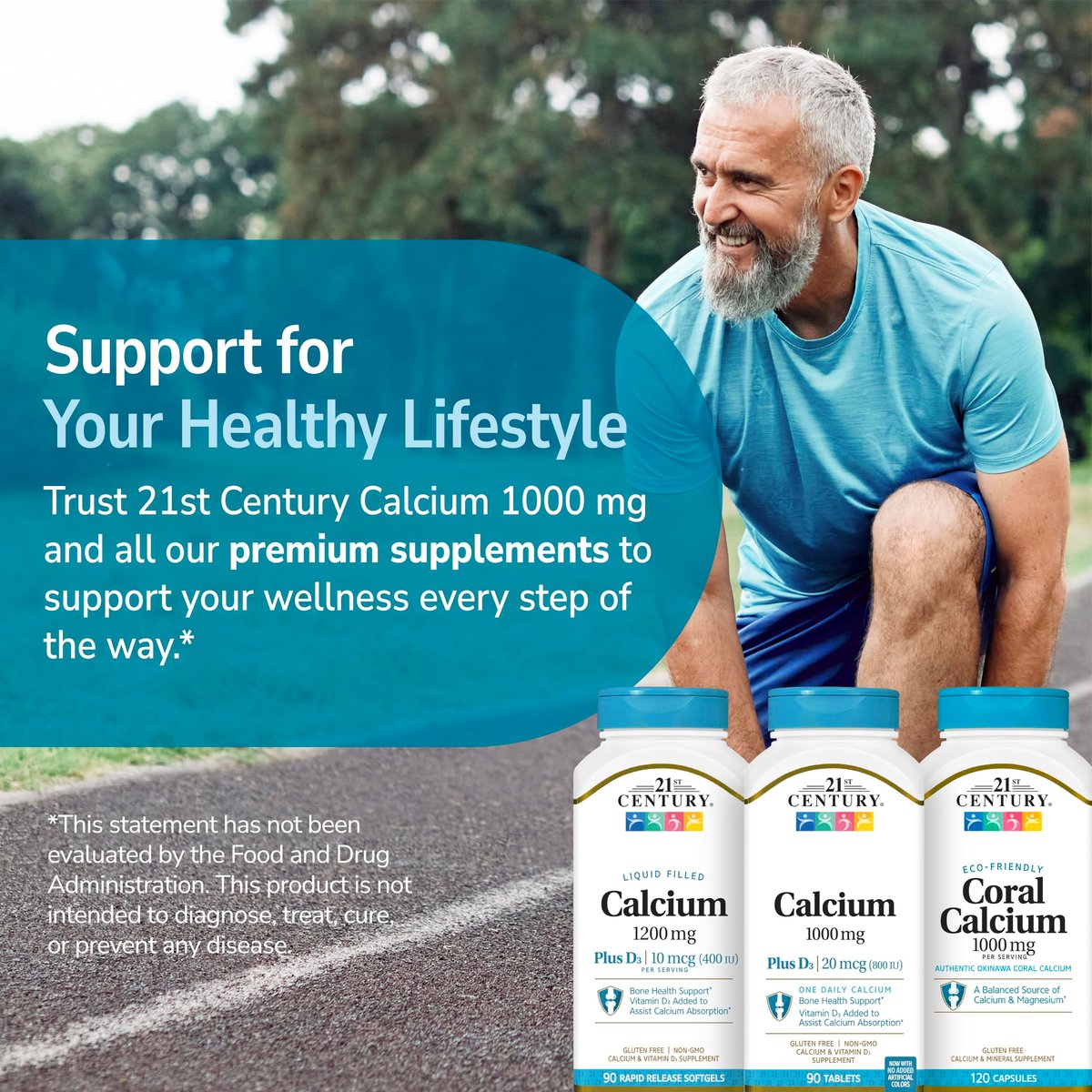 21st Century Calcium Plus D3 Tabletten, 90 Stück, 1000 mg Calcium mit Vitamin D3 20 µg (800 IE), glutenfrei & nicht-GVO, Knochengesundheitspräparat für Männer & Frauen, ohne zugesetzte Hefe oder künstliche Aromen
