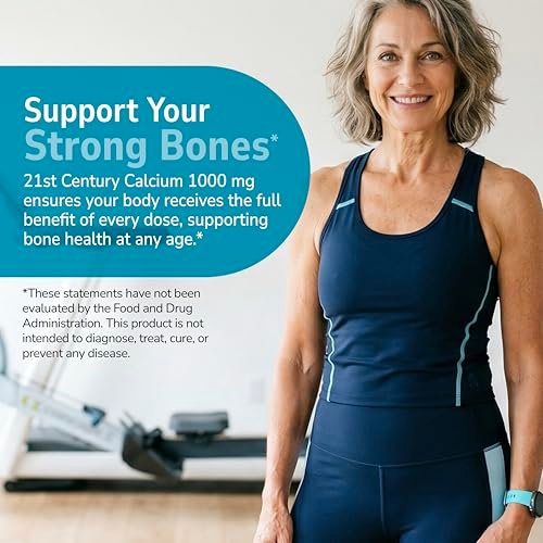 21st Century Calcium Plus D3 Tabletten, 90 Stück, 1000 mg Calcium mit Vitamin D3 20 µg (800 IE), glutenfrei & nicht-GVO, Knochengesundheitspräparat für Männer & Frauen, ohne zugesetzte Hefe oder künstliche Aromen