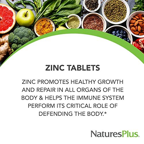 NaturesPlus Zink Tabletten - 10 mg, 90 Vegetarische Kapseln - Immunsystem Unterstützung für Zellwachstum & Reparatur - Fördert Gesunde Verdauung, Stoffwechsel & Sehkraft - Glutenfrei