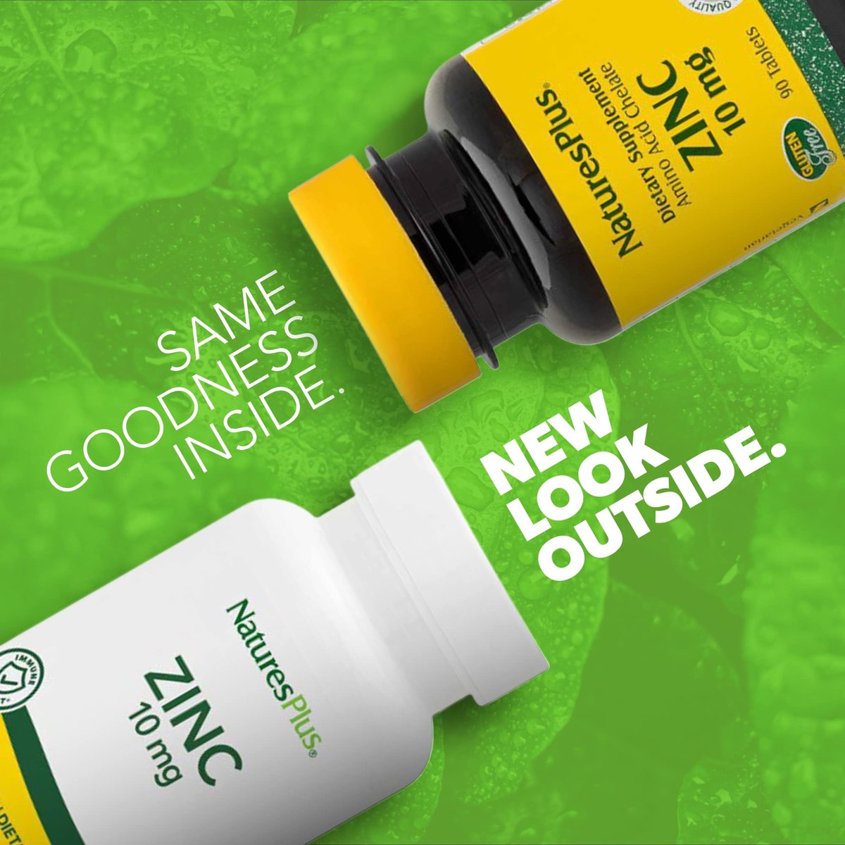 NaturesPlus Zink Tabletten - 10 mg, 90 Vegetarische Kapseln - Immunsystem Unterstützung für Zellwachstum & Reparatur - Fördert Gesunde Verdauung, Stoffwechsel & Sehkraft - Glutenfrei