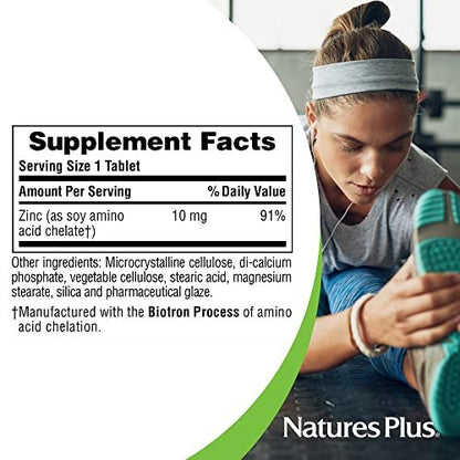 NaturesPlus Zink Tabletten - 10 mg, 90 Vegetarische Kapseln - Immunsystem Unterstützung für Zellwachstum & Reparatur - Fördert Gesunde Verdauung, Stoffwechsel & Sehkraft - Glutenfrei