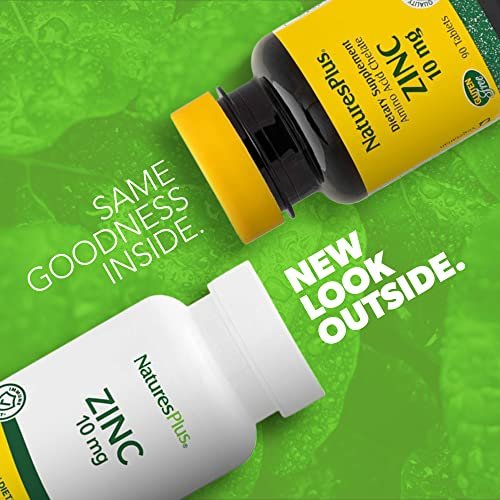 NaturesPlus Zink Tabletten - 10 mg, 90 Vegetarische Kapseln - Immunsystem Unterstützung für Zellwachstum & Reparatur - Fördert Gesunde Verdauung, Stoffwechsel & Sehkraft - Glutenfrei
