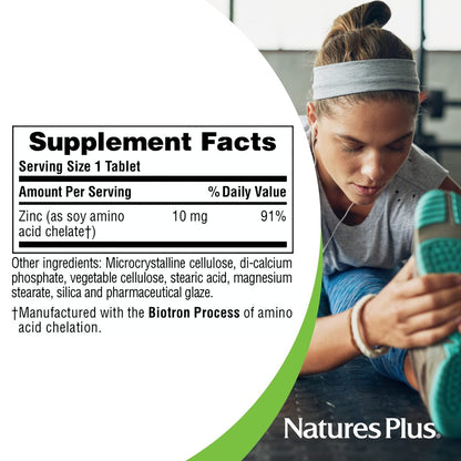 NaturesPlus Zink Tabletten - 10 mg, 90 Vegetarische Kapseln - Immunsystem Unterstützung für Zellwachstum & Reparatur - Fördert Gesunde Verdauung, Stoffwechsel & Sehkraft - Glutenfrei
