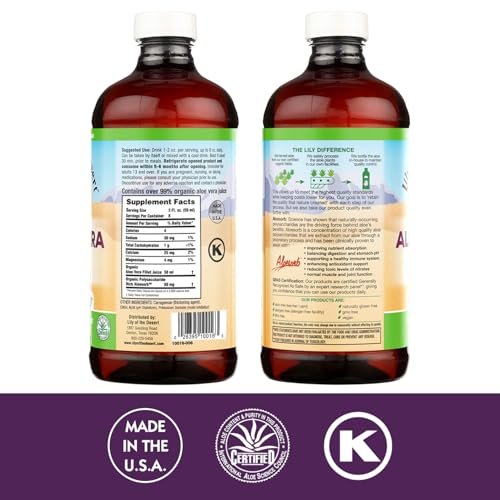Lily of The Desert Aloe Vera Gel – Inner Fillet gefiltertes Aloe Vera Getränk, dickere Konsistenz, Verdauungsenzyme für die Darmgesundheit, Magenberuhigung, Wohlbefinden, strahlende Haut, 16,5 Fl Oz inkl. Gelly-Beutel
