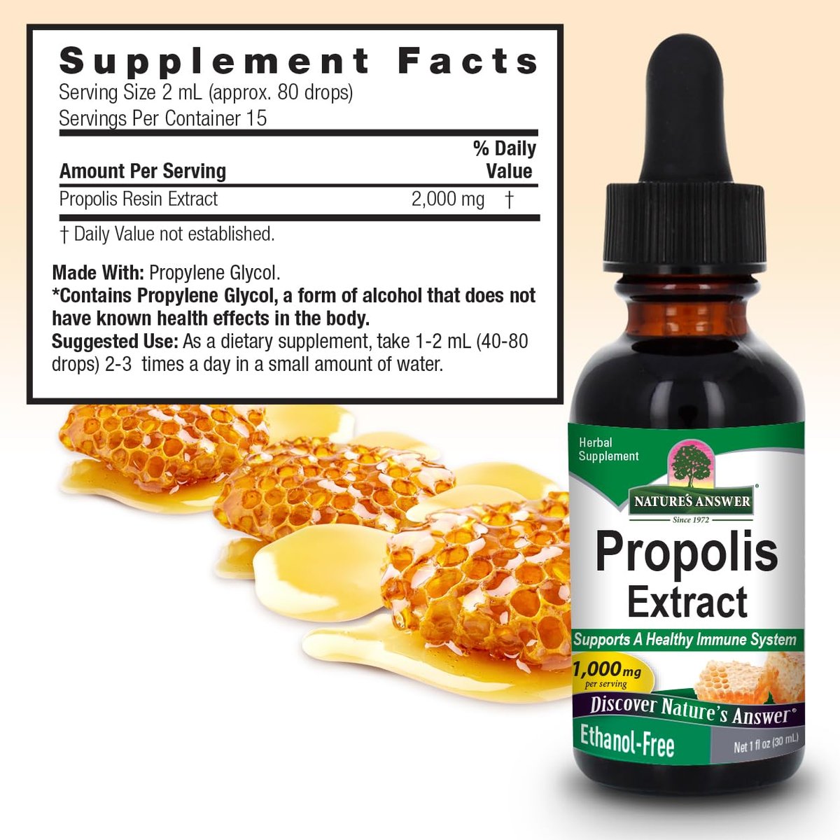 Nature's Answer Alkoholfreies Propolis-Harz, 30 ml (1 fl.oz) – Hochwertiges Nahrungsergänzungsmittel