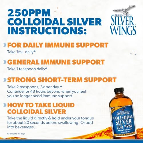 Natural Path Silver Wings Kolloidales Silber Liquid - Immunsystem Unterstützung - 250 ppm (1250 mcg) - 30 ml Pipette