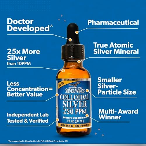 Natural Path Silver Wings Kolloidales Silber Liquid - Immunsystem Unterstützung - 250 ppm (1250 mcg) - 30 ml Pipette