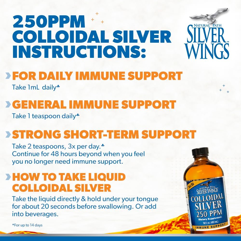 Natural Path Silver Wings Kolloidales Silber Liquid - Immunsystem Unterstützung - 250 ppm (1250 mcg) - 30 ml Pipette