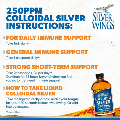 Natural Path Silver Wings Kolloidales Silber Liquid - Immunsystem Unterstützung - 250 ppm (1250 mcg) - 30 ml Pipette