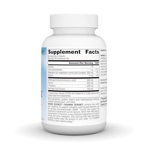 Source Naturals Serene Science L-Theanin mit Magnesium und GABA – 60 Tabletten