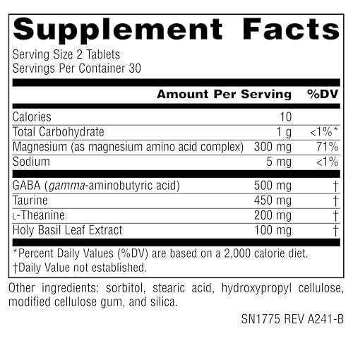 Source Naturals Serene Science L-Theanin mit Magnesium und GABA – 60 Tabletten
