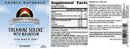 Source Naturals Serene Science L-Theanin mit Magnesium und GABA – 60 Tabletten
