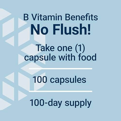 Life Extension No Flush Niacin – B3 für Herzgesundheit, Cholesterin & Energie, Nicht-GVO, Glutenfrei, 100 Kapseln