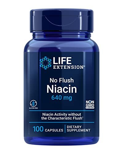 Life Extension No Flush Niacin – B3 für Herzgesundheit, Cholesterin & Energie, Nicht-GVO, Glutenfrei, 100 Kapseln