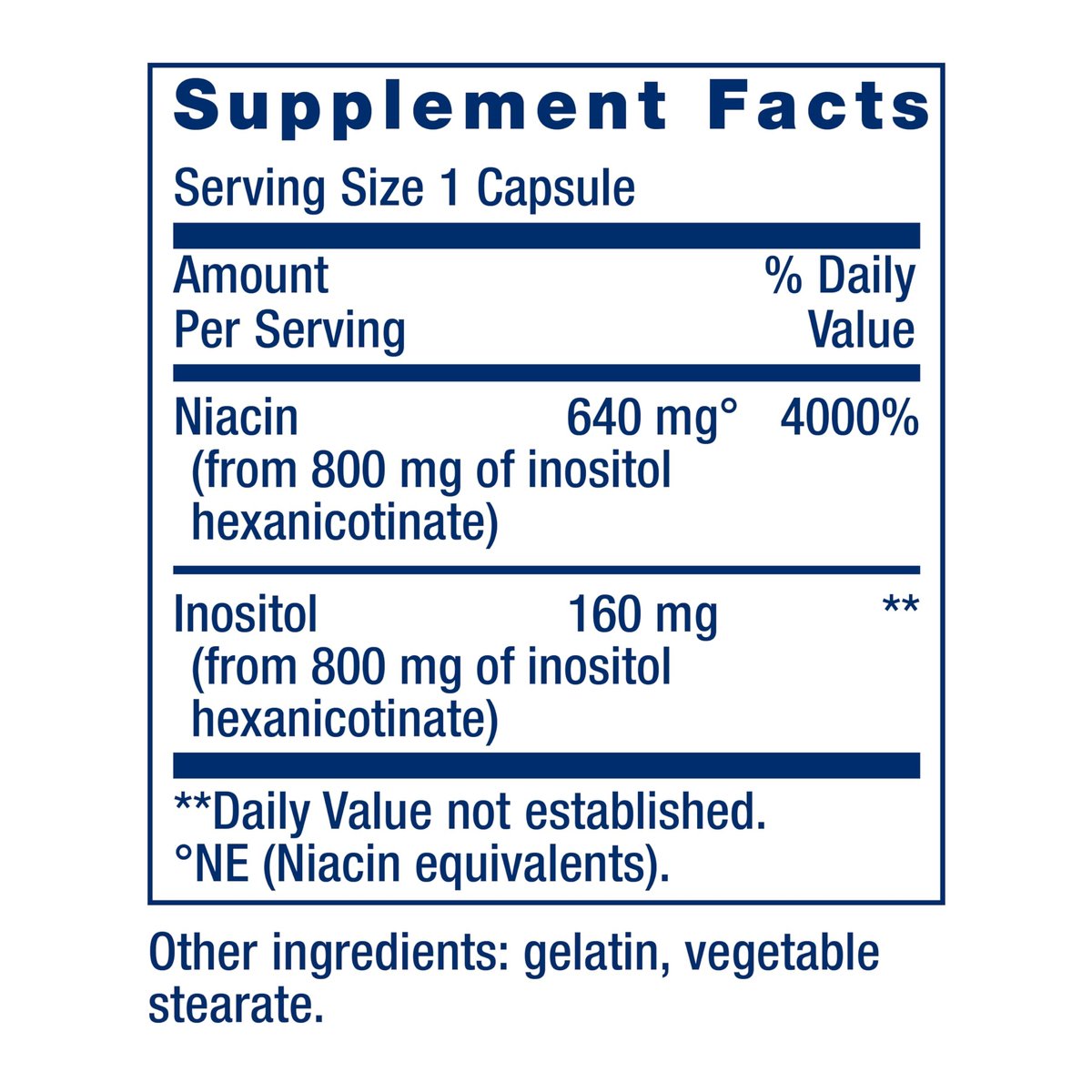 Life Extension No Flush Niacin – B3 für Herzgesundheit, Cholesterin & Energie, Nicht-GVO, Glutenfrei, 100 Kapseln
