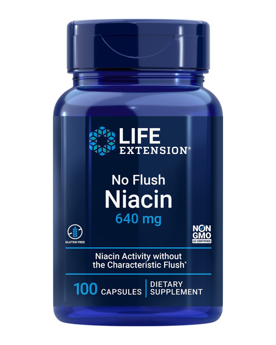 Life Extension No Flush Niacin – B3 für Herzgesundheit, Cholesterin & Energie, Nicht-GVO, Glutenfrei, 100 Kapseln