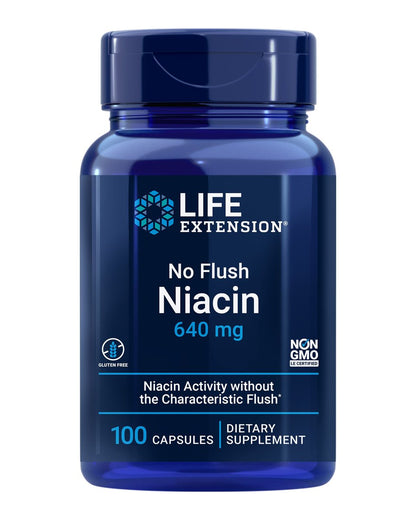 Life Extension No Flush Niacin – B3 für Herzgesundheit, Cholesterin & Energie, Nicht-GVO, Glutenfrei, 100 Kapseln
