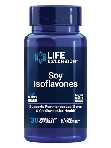 Life Extension Soja-Isoflavone – Herz-, Knochen- und Zellgesundheit für Frauen in den Wechseljahren, glutenfrei, nicht gentechnisch verändert, vegetarisch, 30 Kapseln