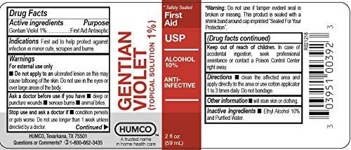 Humco Gentian Violet Topical Solution 1% – 2 Fl Oz Antiseptische Lösung