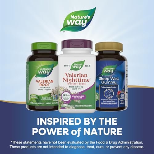 Nature's Way Valerian Nacht Premium Blend – Pflanzliche Schlafunterstützung, 320 mg Baldrian Extrakt pro 2-Tabletten-Portion, glutenfrei, 100 Tabletten