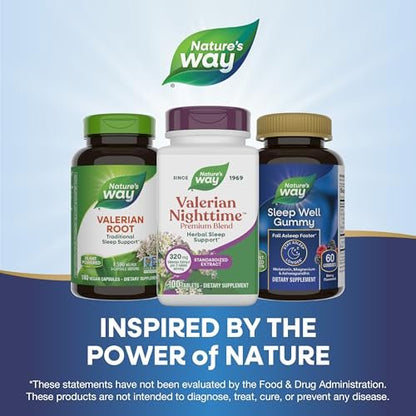 Nature's Way Valerian Nacht Premium Blend – Pflanzliche Schlafunterstützung, 320 mg Baldrian Extrakt pro 2-Tabletten-Portion, glutenfrei, 100 Tabletten