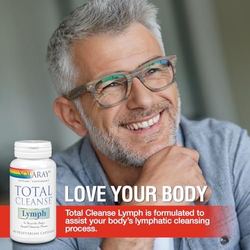 SOLARAY Total Cleanse Lymph – Kräuterkomplex für das Lymphsystem – mit Ingwerwurzel, Echinacea, Yerba Mate, Klettenwurzel, Rotklee, Gotu Kola und Rosskastanie – 60 VegCaps, 30 Portionen