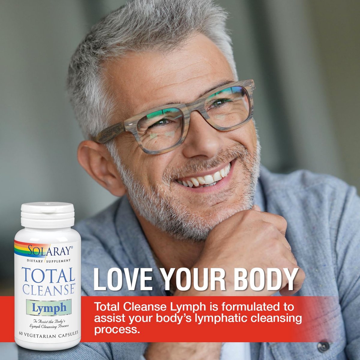 SOLARAY Total Cleanse Lymph – Kräuterkomplex für das Lymphsystem – mit Ingwerwurzel, Echinacea, Yerba Mate, Klettenwurzel, Rotklee, Gotu Kola und Rosskastanie – 60 VegCaps, 30 Portionen