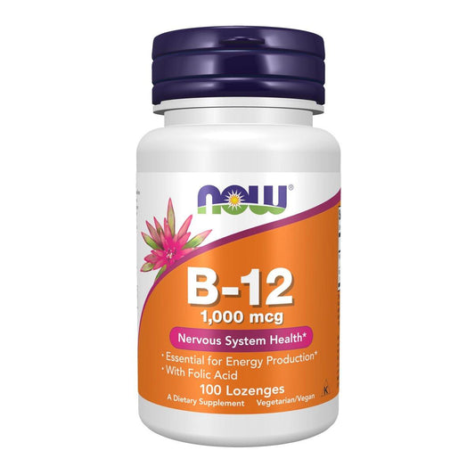 NOW Foods Vitamin B-12 1.000 mcg mit Folsäure, 100 Kautabletten – Unterstützt das Nervensystem