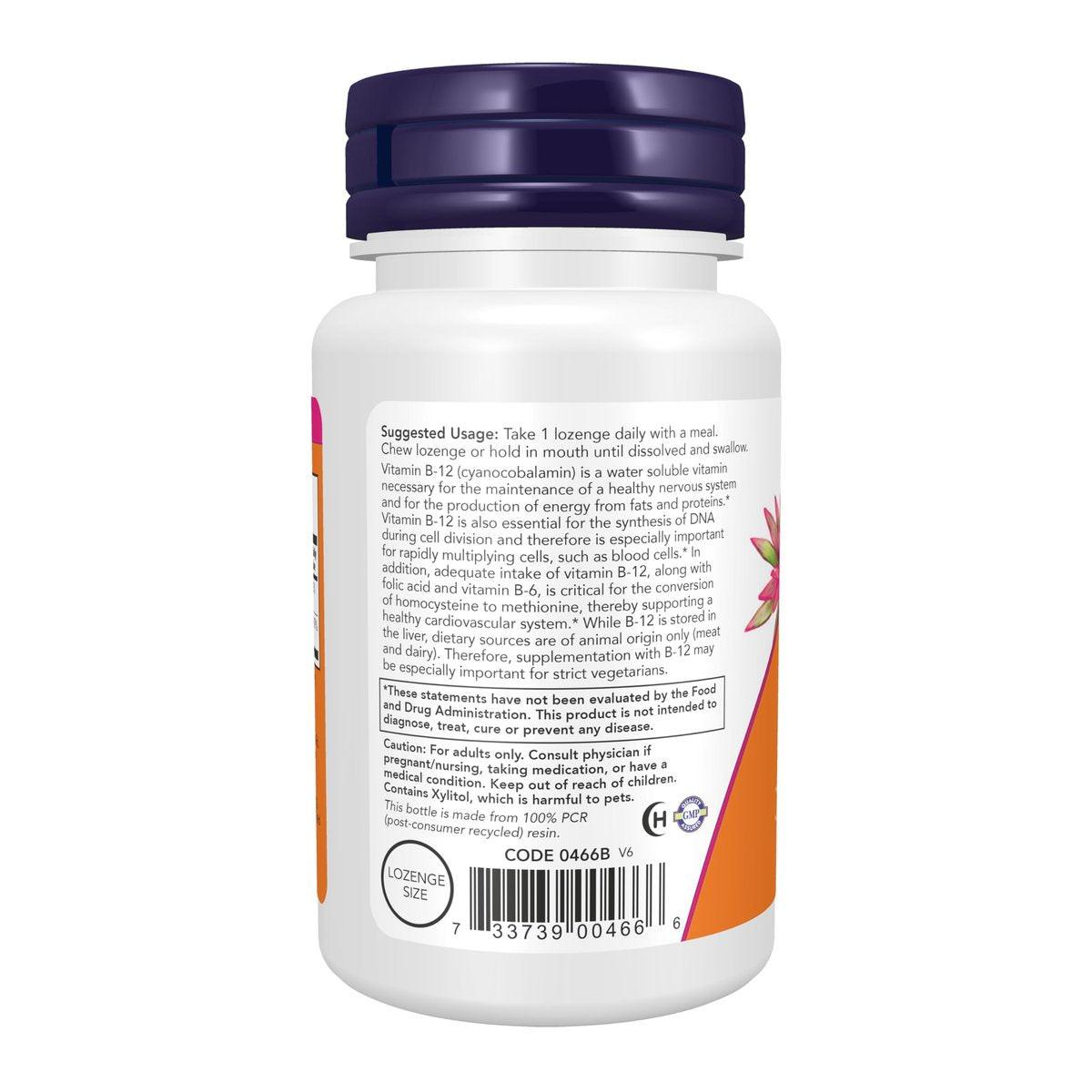 NOW Foods Vitamin B-12 1.000 mcg mit Folsäure, 100 Kautabletten – Unterstützt das Nervensystem