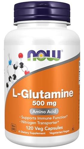 NOW Foods L-Glutamin 500 mg, Stickstofftransporter*, Aminosäure, 120 vegane Kapseln