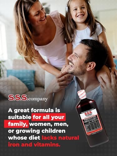 S.S.S. Tonic – Hochdosiertes Eisenpräparat mit B1, B2, B3 Vitaminen – 600 ml Flüssigformel für Energie, Vitalität & Wohlbefinden – Leicht einzunehmen, eisenreich, hergestellt in USA, für Frauen & Männer