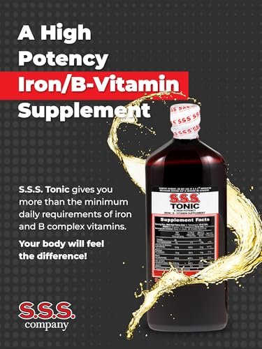 S.S.S. Tonic – Hochdosiertes Eisenpräparat mit B1, B2, B3 Vitaminen – 600 ml Flüssigformel für Energie, Vitalität & Wohlbefinden – Leicht einzunehmen, eisenreich, hergestellt in USA, für Frauen & Männer