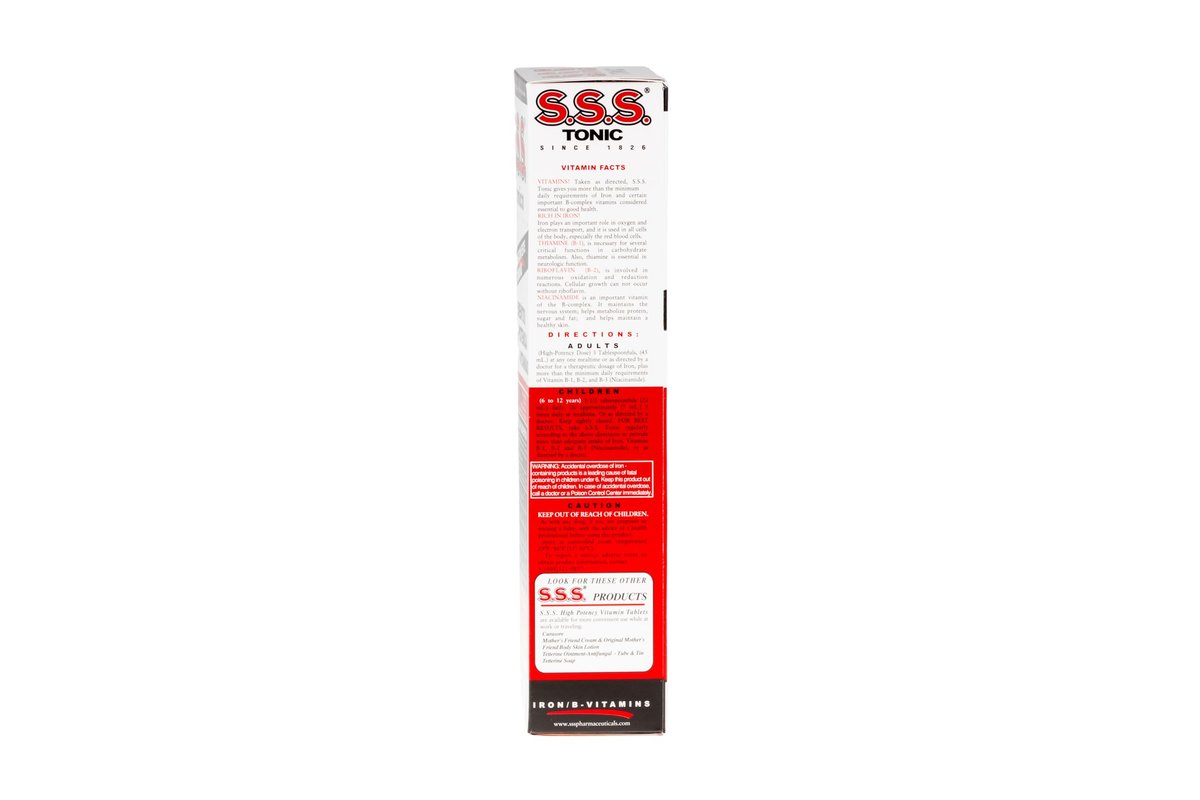 S.S.S. Tonic – Hochdosiertes Eisenpräparat mit B1, B2, B3 Vitaminen – 600 ml Flüssigformel für Energie, Vitalität & Wohlbefinden – Leicht einzunehmen, eisenreich, hergestellt in USA, für Frauen & Männer
