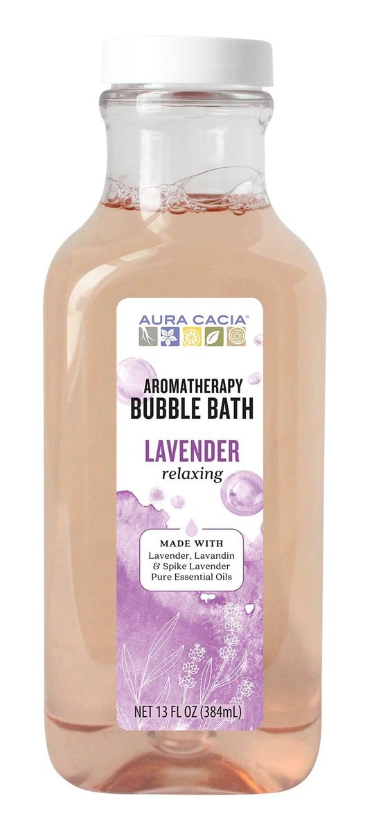 Aura Cacia Entspannendes Lavendel-Schaumbad, 385 ml – Parabenfrei mit 100% reinen ätherischen Ölen – Beruhigende und erfrischende Lavendel-Aromatherapie für Körper und Geist