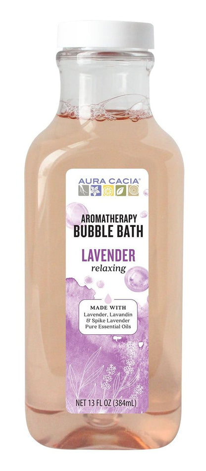 Aura Cacia Entspannendes Lavendel-Schaumbad, 385 ml – Parabenfrei mit 100% reinen ätherischen Ölen – Beruhigende und erfrischende Lavendel-Aromatherapie für Körper und Geist